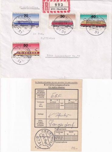 BRD - Oberthulba 30.6.77 Einschreibebrief (Satz Jugend 1975) n. Langendorf
