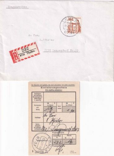 BRD - Thulba 30.6.77 Einschreibebrief n. Langendorf 190 Pfg. B&S