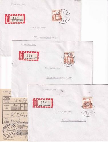 BRD - Wirmsthal 24.3.77 3 Einschreibebriefe (lfd. Nr. !) n. Langendorf