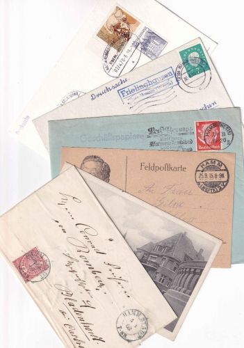 NDP/DR/BRD - Hamm ex 1868/1990 5 Belege/1 Ansichtskarte
