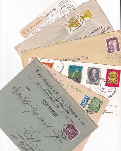 DR/BRD - Neuss ex 1922/1991 6 Belege (Portostufen etc.)