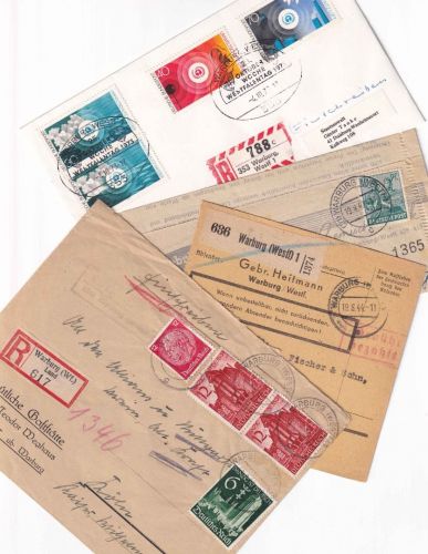 DR/All.Bes./BRD - Warburg (Westfalen) ex 1939/1973 4 Belege/interess. Lot !