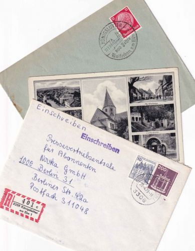 DR/BRD - Königslutter 1937/1979 2 Belege/1 Ansichtskarte
