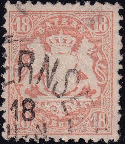 Bayern - 18 Kr. Wappen gez. Wz. Y a-Farbe Teilabschlag (Tege)rnsee 18 JUN