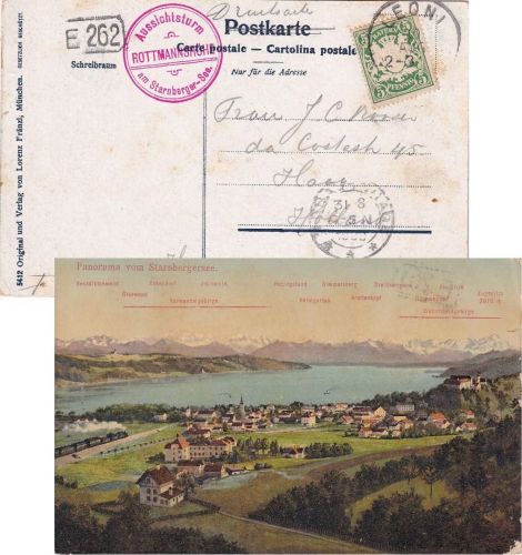 Bayern - 5 Pfg. Wappen Drucksachenkarte n. HOLLAND Leoni - Den Haag 1900