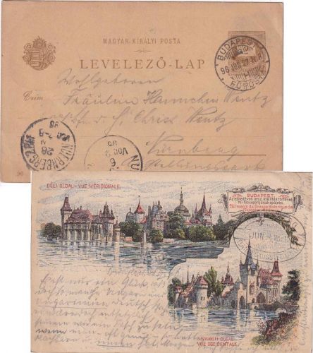 Ungarn - 2 Kr. Sonderganzsache Jahrtausendfeier Budapest - Nürnberg (SST !) 1896