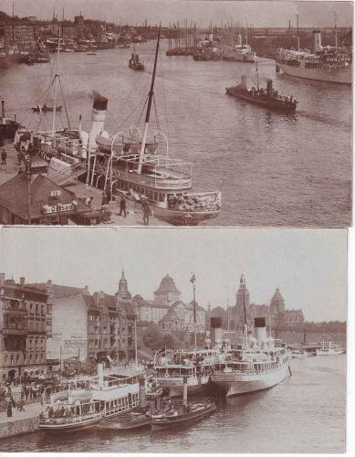Pommern - Stettin Hafen mit Ausflugdampfern 2 sw-Fotokarten (ca. 1925)
