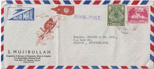 Pakistan - 4+1 A. Freimarken illustr. Luftpost-Drucksache Dacca - Zürich 1955