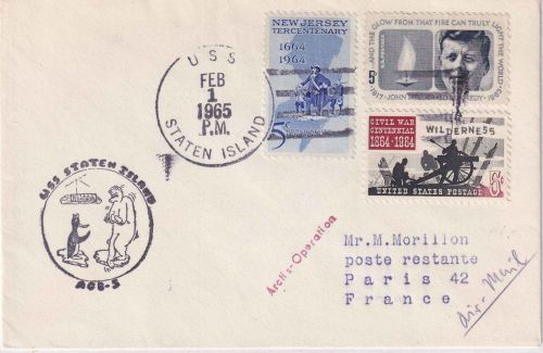 USA - USS Staten Island 1965 AGB-5 Operation Deep Freeze Brief n. FRANKREICH