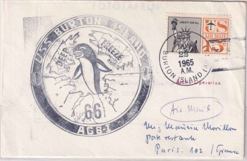 USA - USS Burton Island AGB-I Deep Freeze 66 Brief n. FRANKREICH 1966