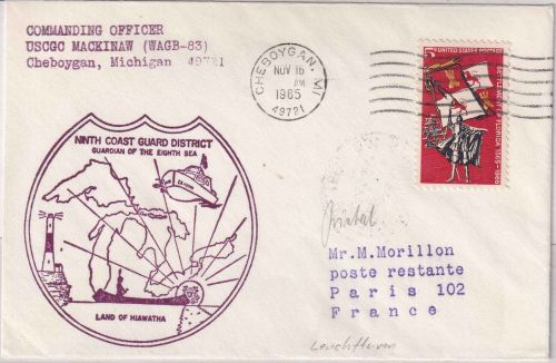 USA - USCGC Mackinaw (WAGB-83) Brief n. FRANKREICH Cheboygnan 1965