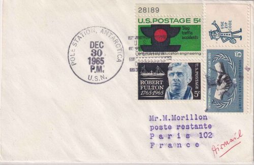 USA - USN Pole Station Antarctica Brief n. FRANKREICH 1965