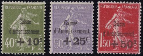Frankreich - Staatsschuldentilgungskasse 1931 3 Werte postfrisch/MNH