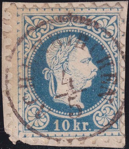 Österreich - 10 Kr. Franz-Joseph (1867) Briefstück K1 Achenkirchen 4/5