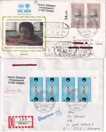 BRD - Europa/Cept 1983 60+80 Pfg. Je MEF Auslandsbriefe/FDC 5.5.1983