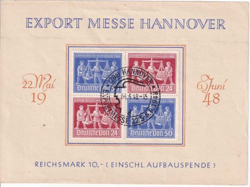 All.Bes./Kontrollrat - Exportmesse Hannover Zusammendruck 4er-Block SST 4.6.48