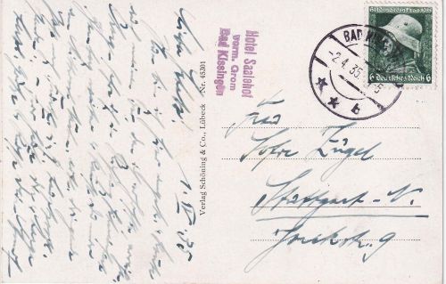 DR - 6 Pfg. Heldengedenktag Karte Bad Kissingen - Stuttgart 2.4.35