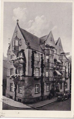 Baden-Württemberg - Freiburg i.Br. Hotel Minerva sw-Foto-AK gelaufen 1930
