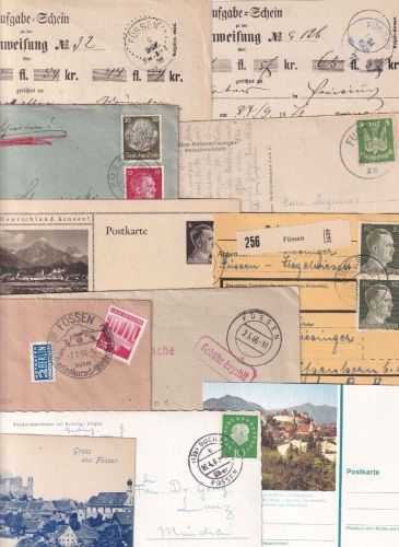 Bayern/DR/All.Bes./BRD - Füssen 11 Heimatbelege ex 1869/1978