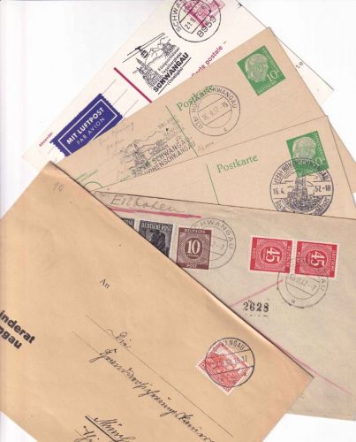 DR/All.Bes./BRD - Schwangau/Hohenschwangau 5 Heimatbelege ex 1932/77
