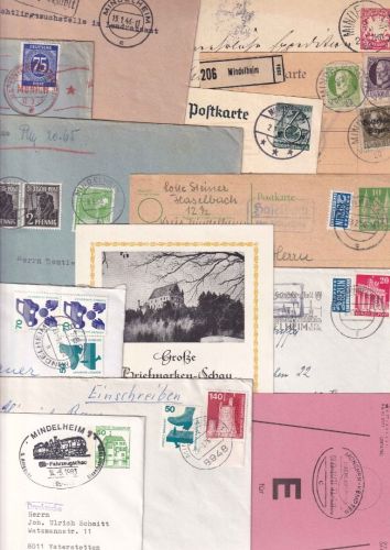 Bayern/DR/All.Bes./BRD - Mindelheim 14 Heimatbelege ex ca. 1889/1983
