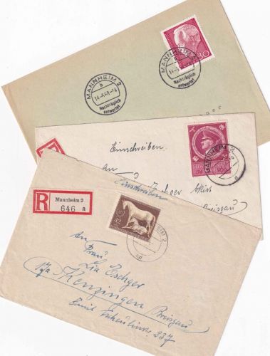 DR/BRD - Mannheim 2 - 3 Heimatbelege ex 1944/68