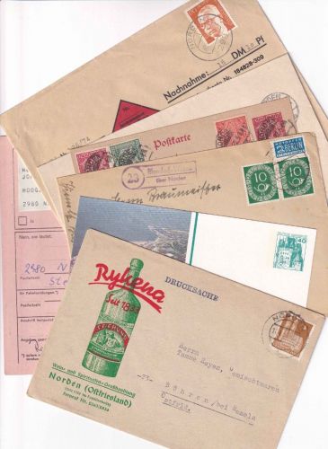 DR/All.Bes./BRD - Norden 7 Heimatbelege ex 1906/1974