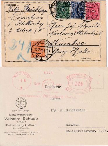DR/BRD - Plettenberg 3 Heimatbelege ex 1923/1972