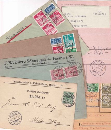 DR/All.Bes./BRD - Hagen (Westf.) 6 Heimatbelege ex 1895/1977