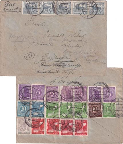 All.Bes./Währungsreform - Emden 22.6.48-9 Brief Zehnfachfrankatur n. Göttingen