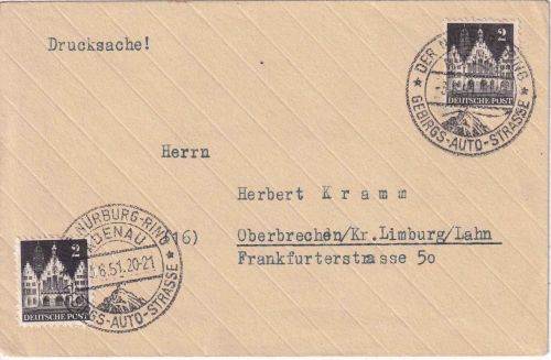 BRD - Adenau/Der Nürburg-Ring Gebirgs-Auto-Strasse Handwerbestpl. 1951