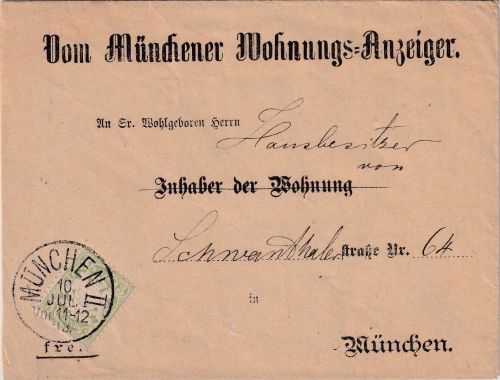 Bayern - 3 Pfg. Wappen Wz.3 Ortsbrief (Vordruck !) München II 10. JUL 83