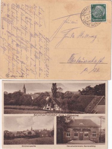 DR - Schnathorst ü. Löhne Poststelle I + sw-Mehrbild-AK 1935/38
