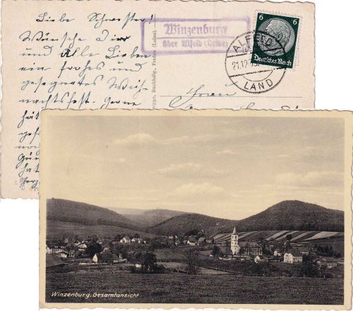 DR - Winzenburg ü. Alfeld (Leine) Landpost-Ra2 sw-AK Witzenburg - Darmstadt 1935