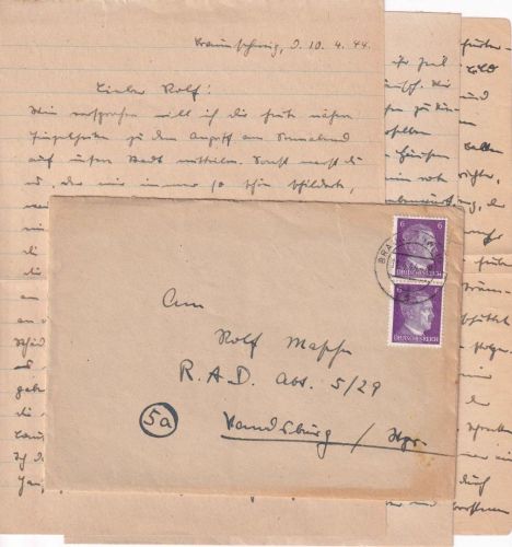 DR - Braunschweig 11.4.44 Brief mit Inhalt (Text !!) an RAD n. Rensburg