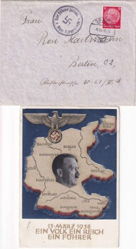 DR - "Anschluss" Österreich Ganzsachenkarte + Brief/Nebenstempel Graz 4./10.4.38