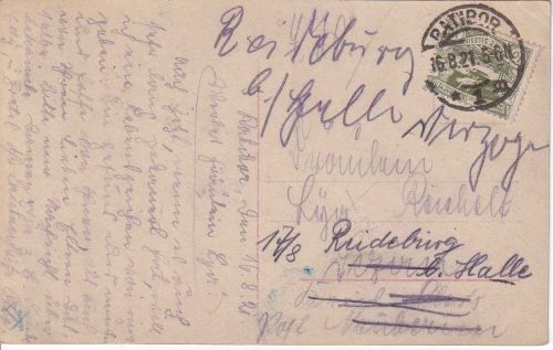 Abstimmung/Oberschlesien - 40 Pfg. Freimarke Karte Ratibor 16.8.21 Nachsendung