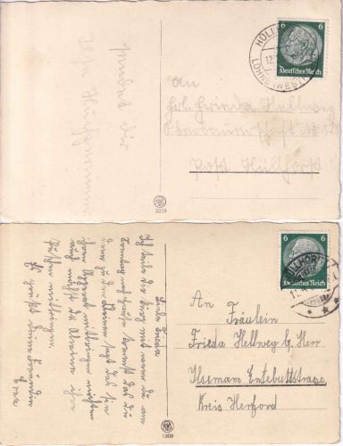 DR - Hüllhorst ü. Löhne (Westf.) Poststelle I u.a. 2 Karten 1934