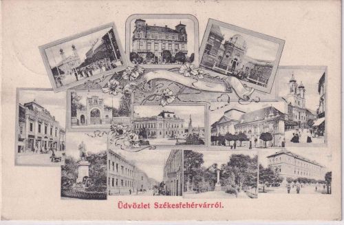 Ungarn - Székesfehérvár sw-Mehrbild-AK (Gebäude) gelaufen 1909