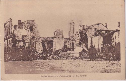 Frankreich - St. Mihiel (Dep Meuse) zersch. Militärkasino gelaufen/Feldpost 1917