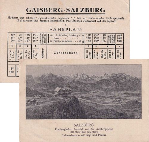 Österreich - Salzburg Gaisbergbahn sw-AK/Werbekarte m. Fahrplan ca. 1910/20