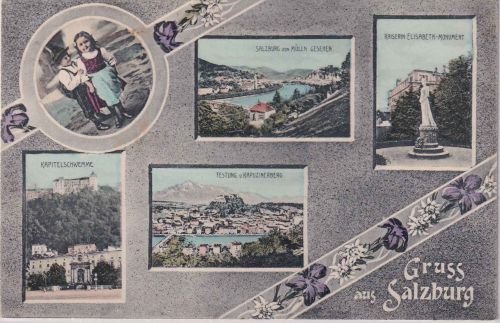 Österreich - Salzburg farb. Mehrbild-AK (Festung, Denkmal etc.) ungel. ca. 1910