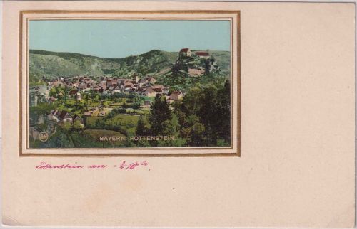 Bayern - Pottenstein Ortsansicht farb. Präge-AK ungelaufen ca. 1900