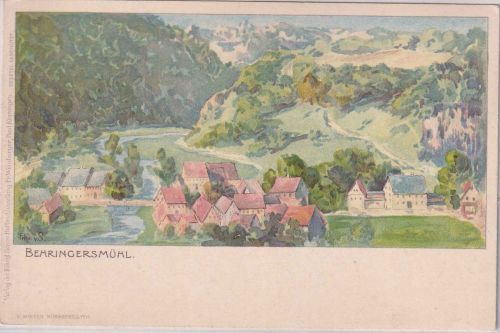 Bayern - Behringersmühle Ortsansicht farb. Künstölerkarte ungelaufen ca. 1900