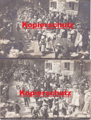 Schweiz - Wädenswil Jugendfest 1909 2 priv. Foto-AK - beide gelaufen