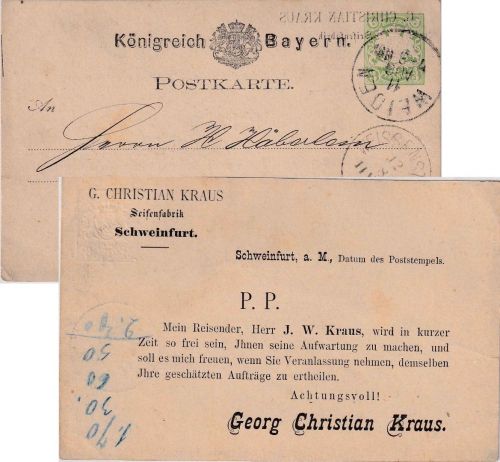 Bayern - 3 Pfg Wappen Ganzsachenkarte priv. Zudruck K1 Weiden 11. AUG