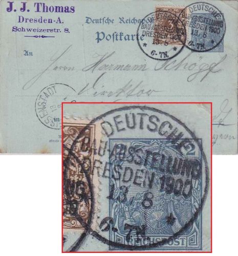 DR - Deutsche Bau-Ausstellung Dresden 1900 SST Ganzsachenkarte n. Weißenstadt