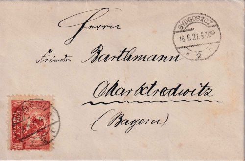 Polen - 10 M. Ulan Brief Bydgosczc (Bromberg) - Marktredwitz 1921