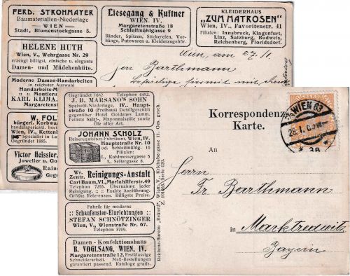 Österreich - 6 H. Reg. Jubiläum Werbekarte Wien - Marktredwitz 1909