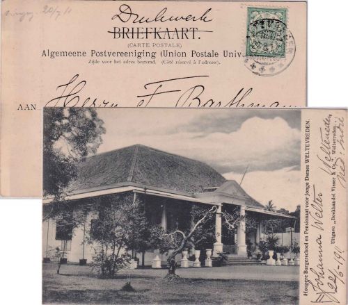 Niederl. Indien - 2 1/2 C. Ziffer Drucksachenkarte (Ansicht) Weltefreden 1911